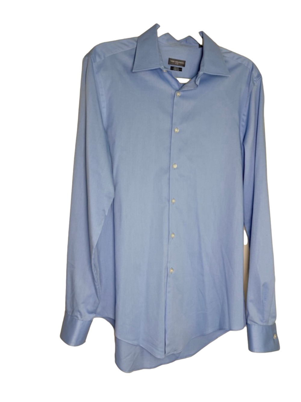 Van Heusen FLEX Slim Fit Dress Shirt Mens 15.5 34-35 Medium Light Blue Stretch